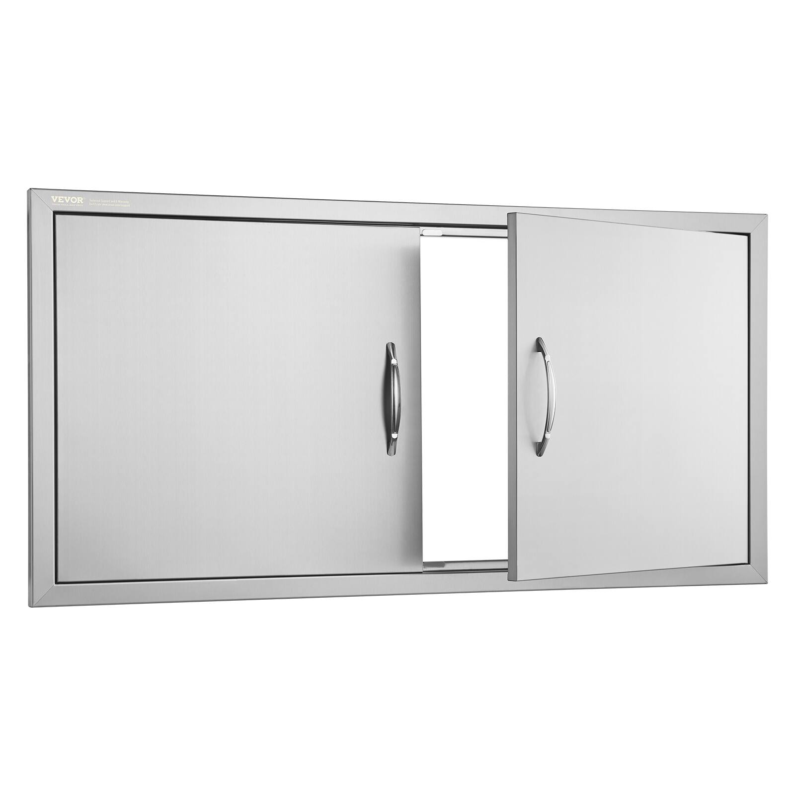Alt View 5. VEVOR - BBQ Access Door, 42W x 21H Inch Double Outdoor Kitchen Door, Stainless Steel Flush Mount Door, Wall Vertical Door - Silver.
