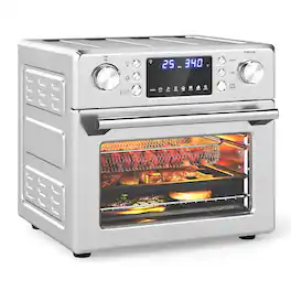Ecooso - Countertop Convection Oven with Bake Function, Stainless Steel Toaster Oven for Home Cooking - Silver