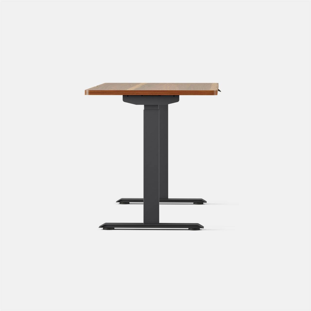 Left. Branch Furniture - Duo Standing Desk 58" – Adjustable Desk with OLED Control Panel, Frameless Design & Compact Footprint - Walnut / Charcoal.