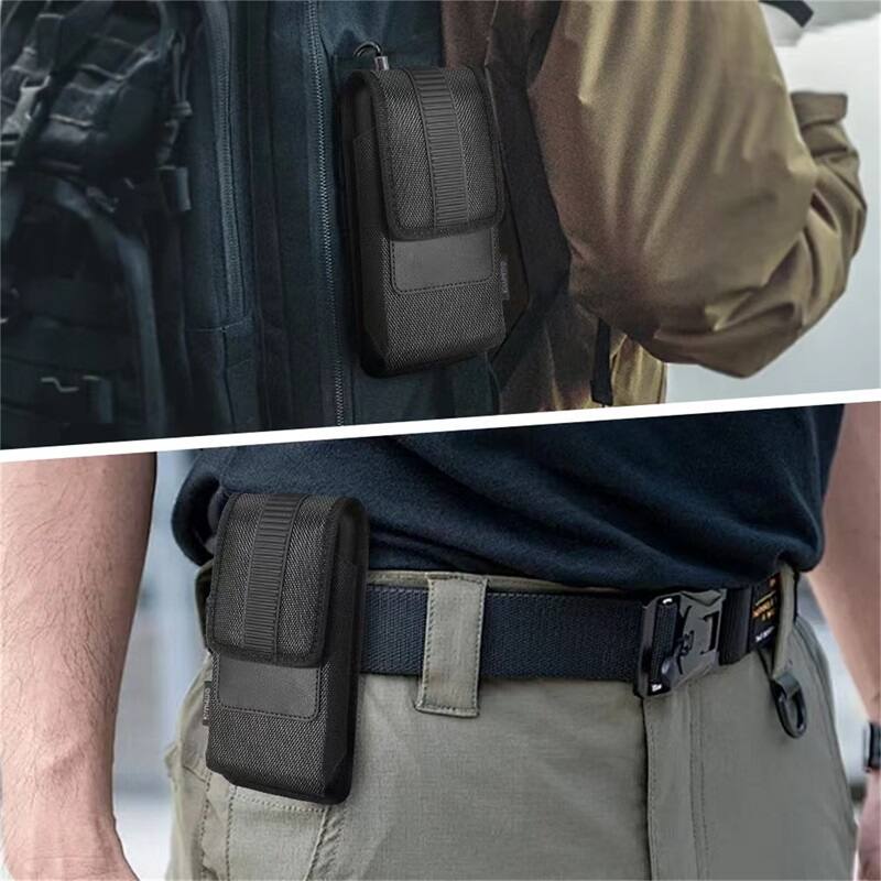 Alt View 5. LUXMO - LUXMO Large Vertical Universal Nylon Phone Pouch with Credit Card Slot- Black - Black.