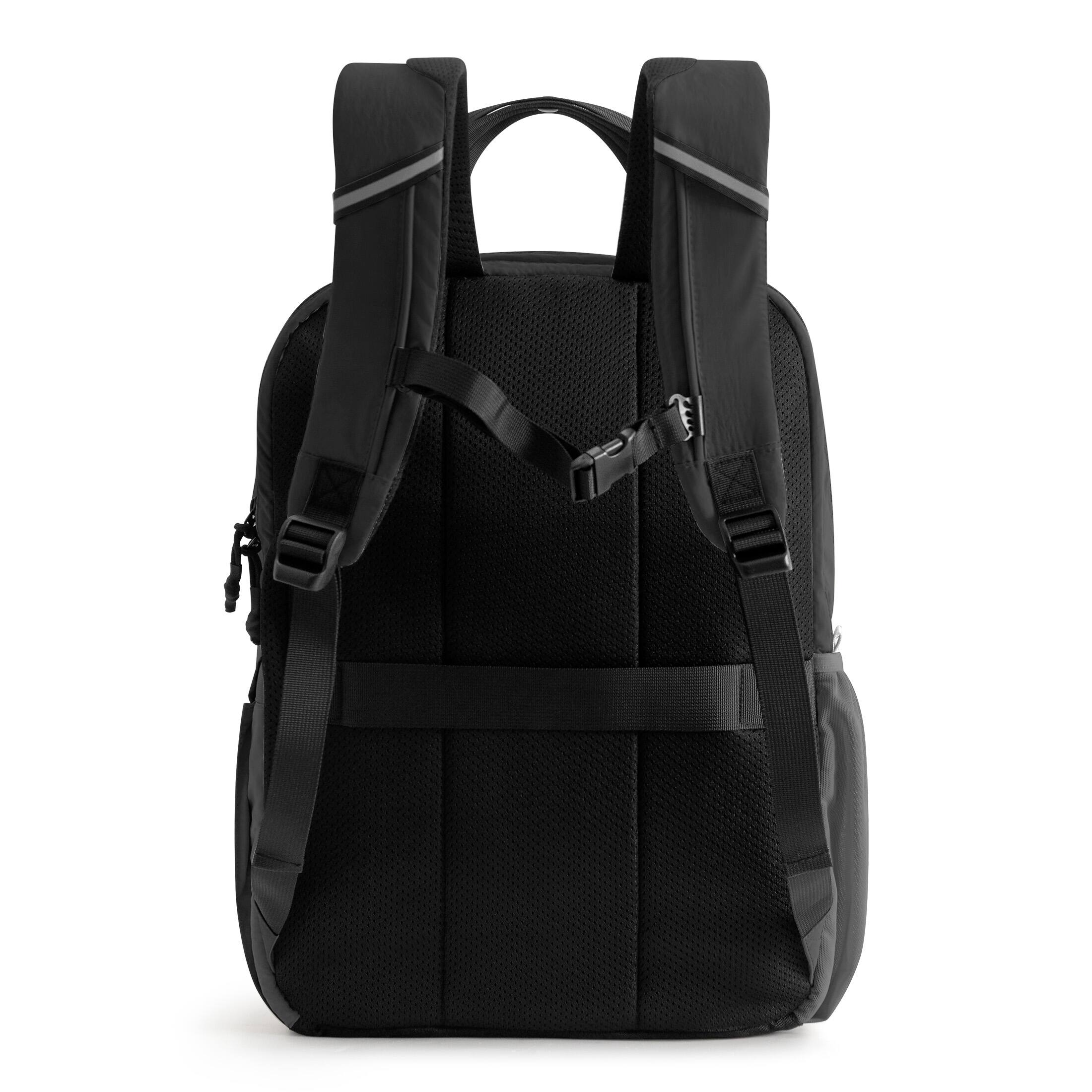 Left. Bagsmart - Paz 28L Quilted Travel Backpack Water-Repellent Daypack with 15.6 Inch Laptop Compartment for Work School - Black.