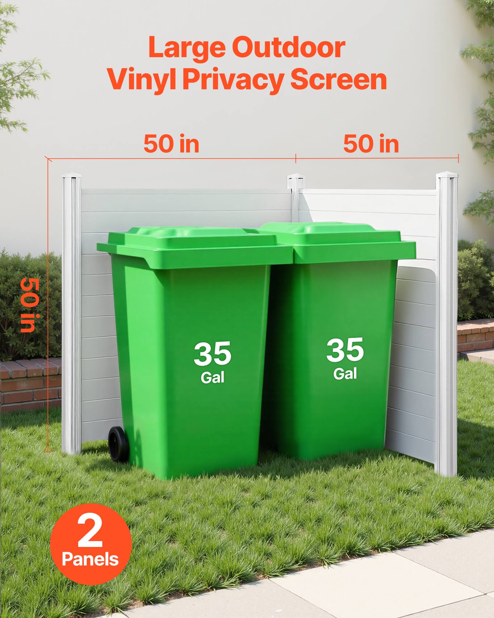 Large Outdoor Vinyl Privacy Screen  
50 in x 50 in  
35 Gal  
2 Panels