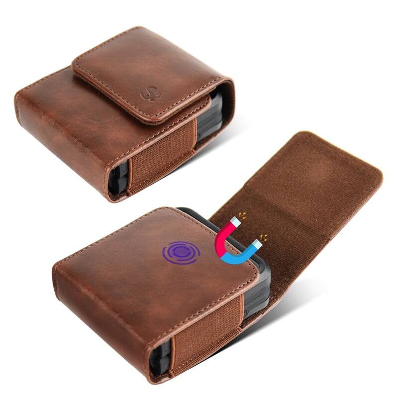 Alt View 1. LUXMO - LUXMO Extra Small Universal Vertical Leather Phone Holster - Brown - Brown.