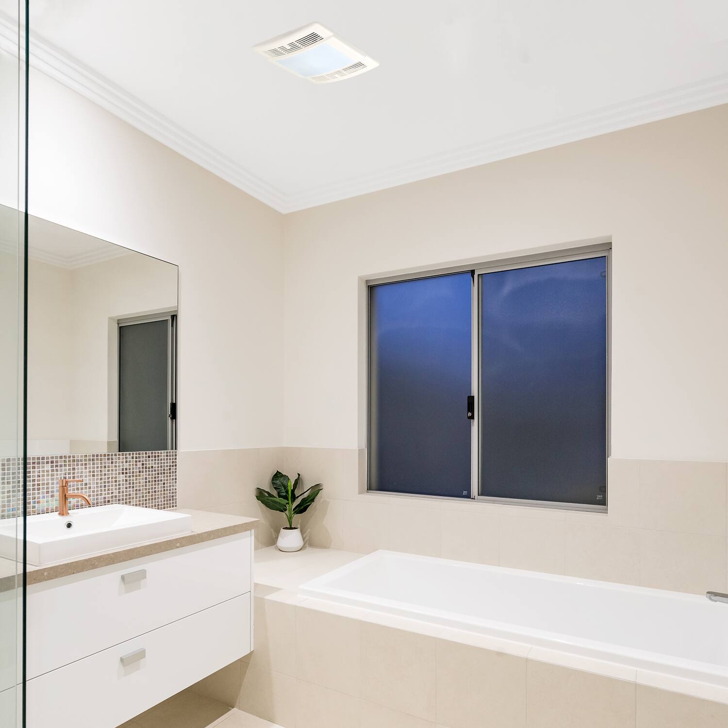 Alt View 6. Akicon - 90 CFM Ceiling Bathroom Exhaust Fan with LED Light - White.