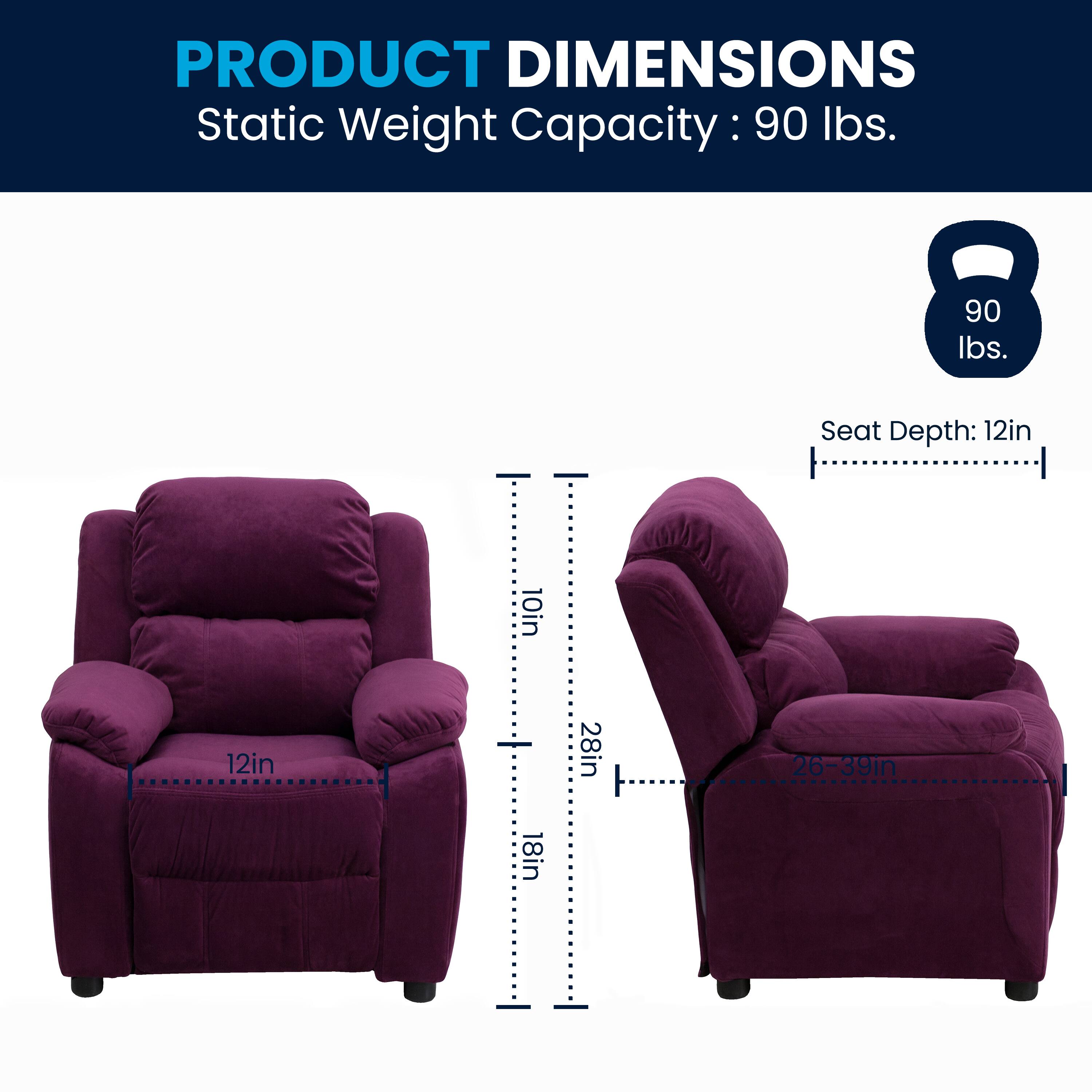 PRODUCT DIMENSIONS  
Static Weight Capacity: 90 lbs.  
Seat Depth: 12in