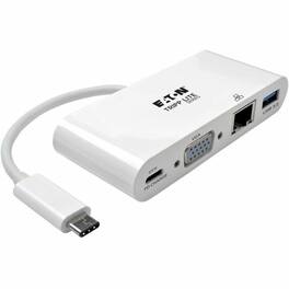 Eaton Tripp Lite Series USB-C Multiport Adapter, VGA, USB 3.x (5Gbps) Hub Port, Gigabit Ethernet and 60W PD Charging