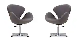 Manhattan Comfort - Raspberry Modern Upholstered Swivel Lounge Chair - Set of 2 - Gray
