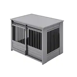 New Age Pet - ECOFLEX Barn Door Dog Crate End Table - Gray Large