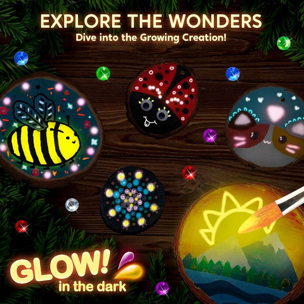 EXPLORE THE WONDERS  
Dive into the Growing Creation!  

GLOW!  
in the dark