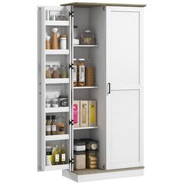 Homcom - 70" Tall Kitchen Pantry Cabinet, Modern Storage Cabinet with Adjustable Shelves, Freestanding Cupboard for Living Room - Cream White