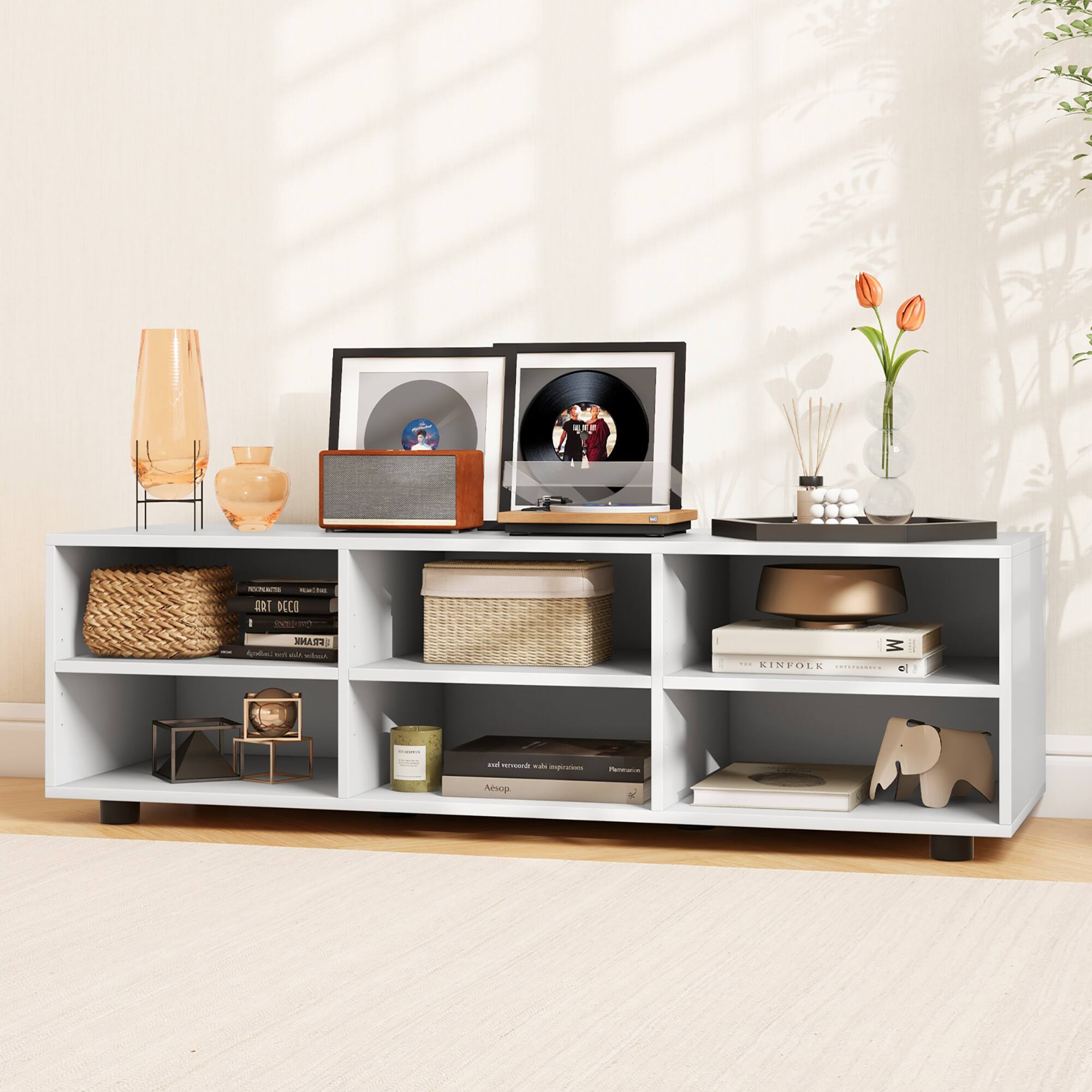 Gymax TV Cabinet for 50 Inch TV 42'' TV Stand w/ 3 Adjustable