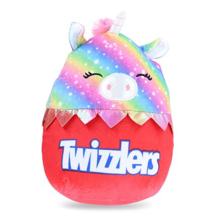Front. Kellytoy - Squishmallow 8 Inch Candy Squad Plush | Prim the Twizzler Unicorn - Red.