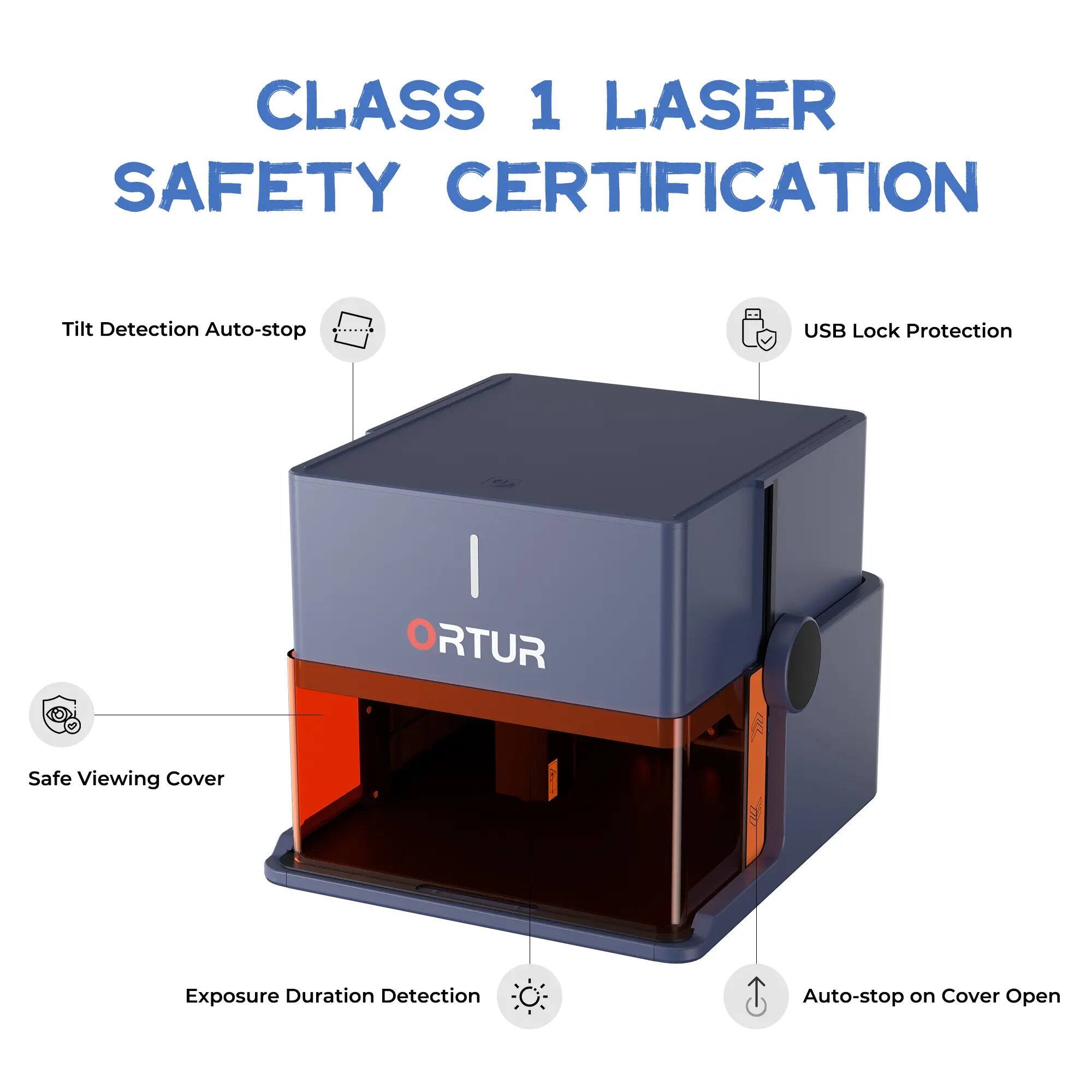 CLASS 1 LASER SAFETY CERTIFICATION

- Tilt Detection Auto-stop
- USB Lock Protection
- Safe Viewing Cover
- Exposure Duration Detection
- Auto-stop on Cover Open