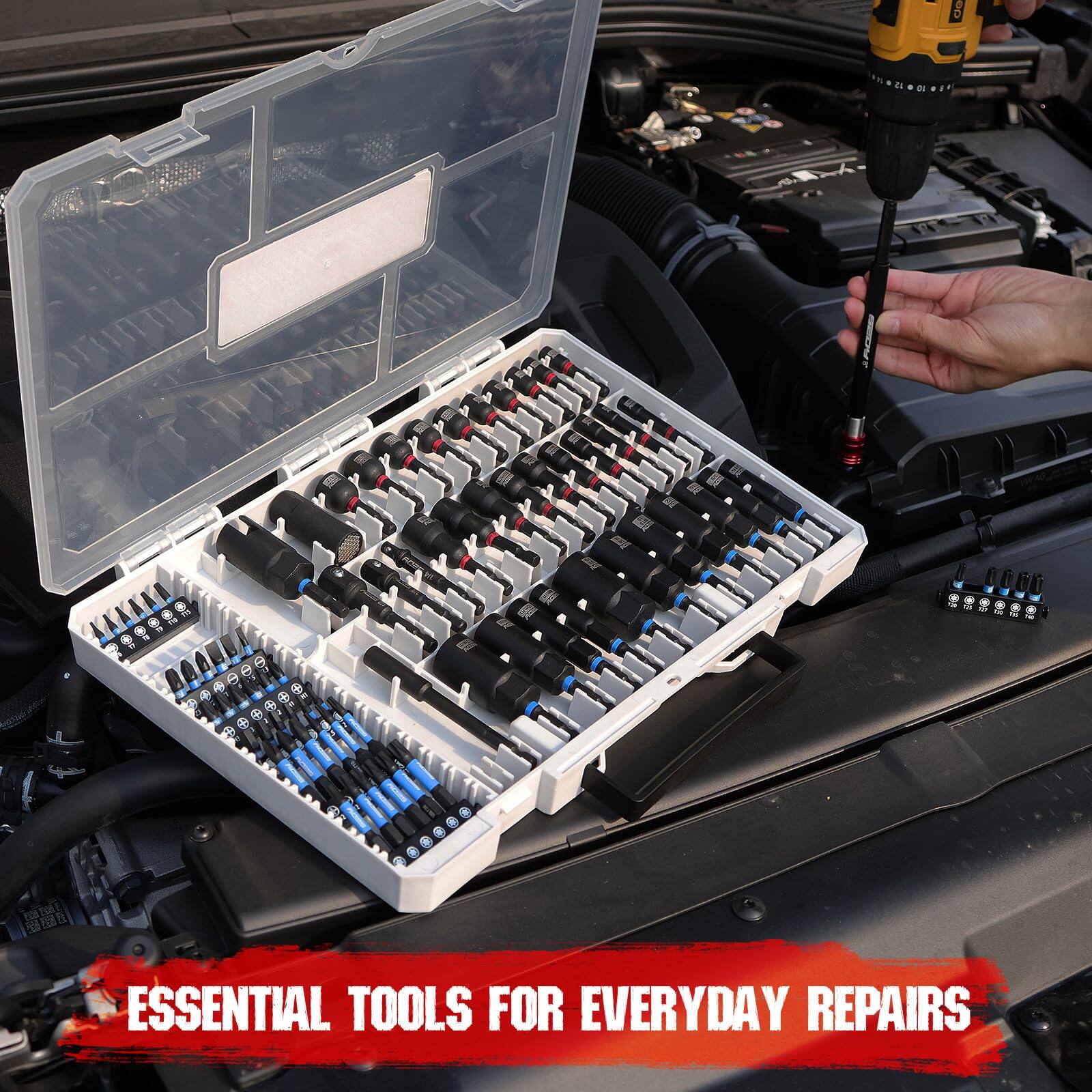 JETRANSPORT 80 piece Magnetic Impact Nut Driver Set Metric Sae