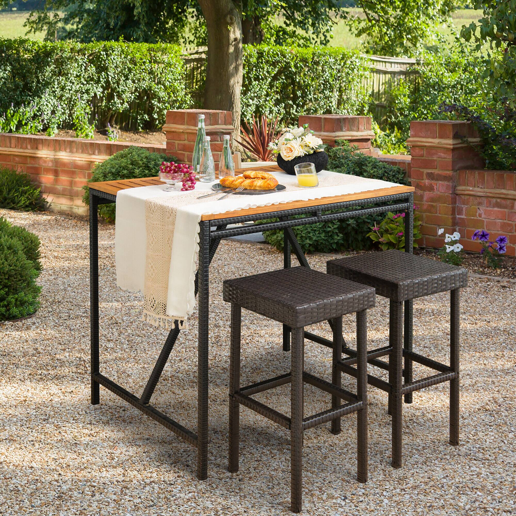 Alt View 3. Gymax - Gymax Patio 4 PCS Rattan Wicker Bar Stool Chairs Counter Height Barstools - Mix Brown.