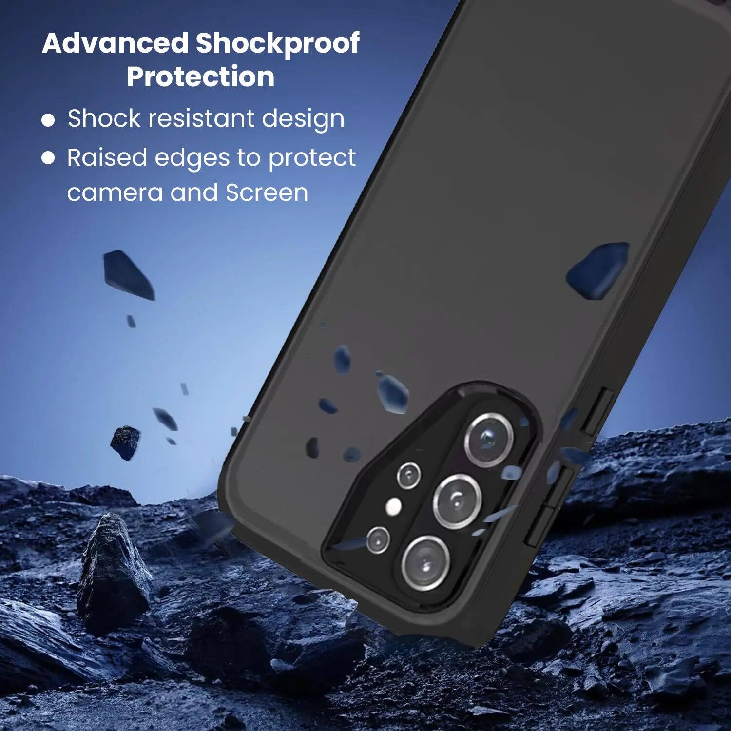 Advanced Shockproof Protection  
- Shock resistant design  
- Raised edges to protect camera and Screen