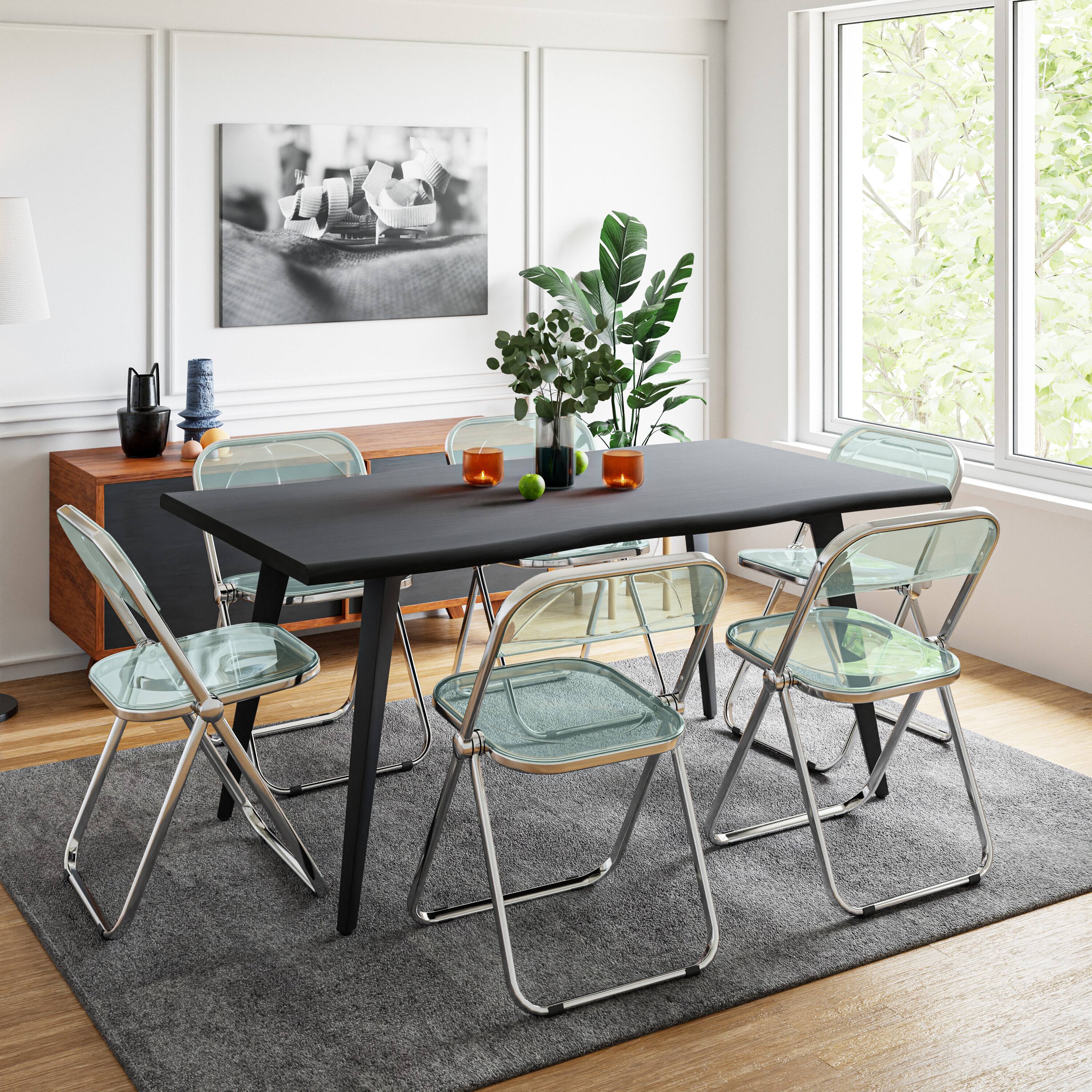 Angle. LeisureMod - Lawrence 2-PCS Clear Accent Chair, Folding Acrylic Design with Chrome Frame, Portable Assembled Seating - Jade Green.