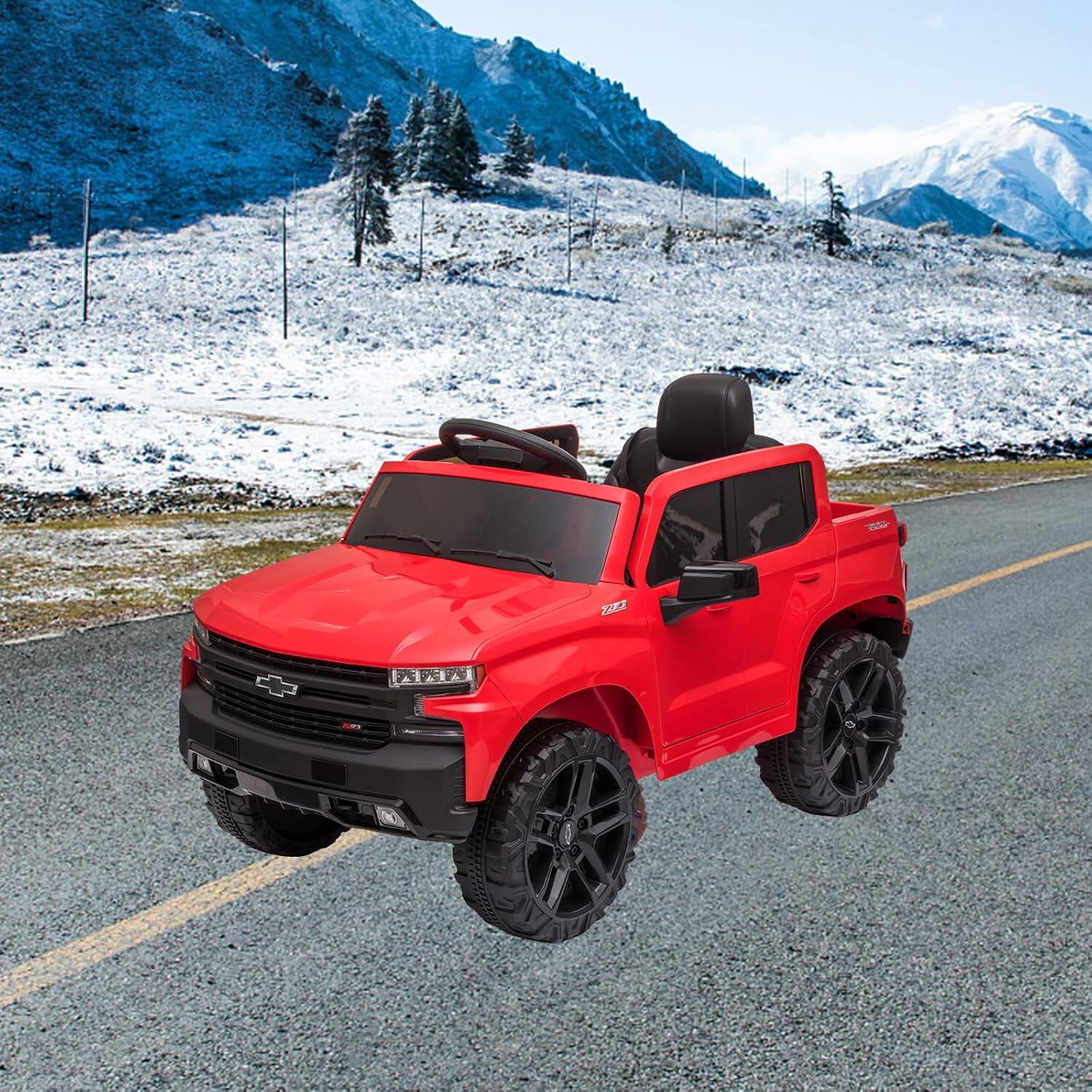 Alt View 5. GARVEE - Licensed Chevrolet Silverado 12V Electric Ride-on Car Truck w/Parent Remote Control, Bluetooth Speaker - Red.