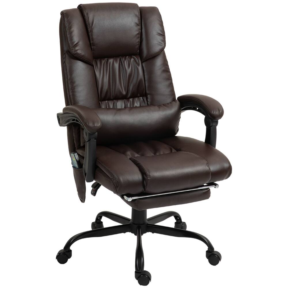 Alt View 8. Loheer - Loheer Massage Office Chair Ergonomic PU Leather Reclining Executive Desk Chair with Footrest Brown - Brown.