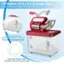 The image features a red and silver ice storage box, which can hold 10 gallons (37 liters) of ice. The box is designed to keep ice chilled and provide a constant supply of chilled goodness. It is made of thickened one-piece injection-molded PC container, ensuring durability and long-lasting performance. The box also includes a drain hose to efficiently remove excess water, making it a convenient and practical solution for storing and serving ice.
