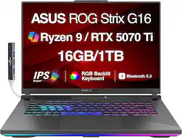 ASUS - Upgraded - ROG Strix G16 Laptop 16.0 WUXGA (AMD Ryzen 9 8940HX, 16GB DDR5, 1TB PCIe SSD, Win 11 Pro) w/USB Hub - Eclipse Gray