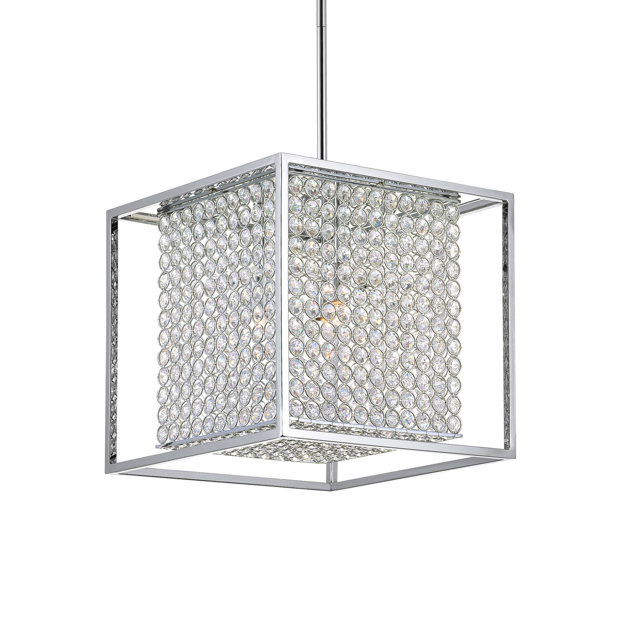 Angle. CWI Lighting - Cube 3 Light Chandelier With Chrome Finish - Chrome.