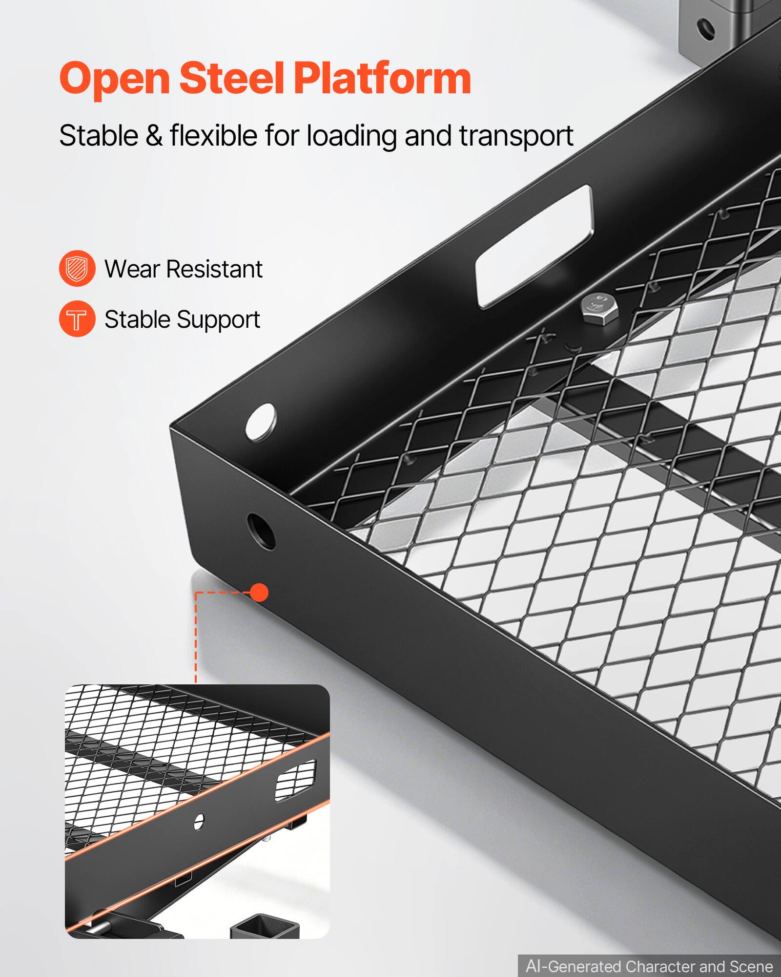 Open Steel Platform  
Stable & flexible for loading and transport  

- Wear Resistant  
- Stable Support  

AI-Generated Character and Scene