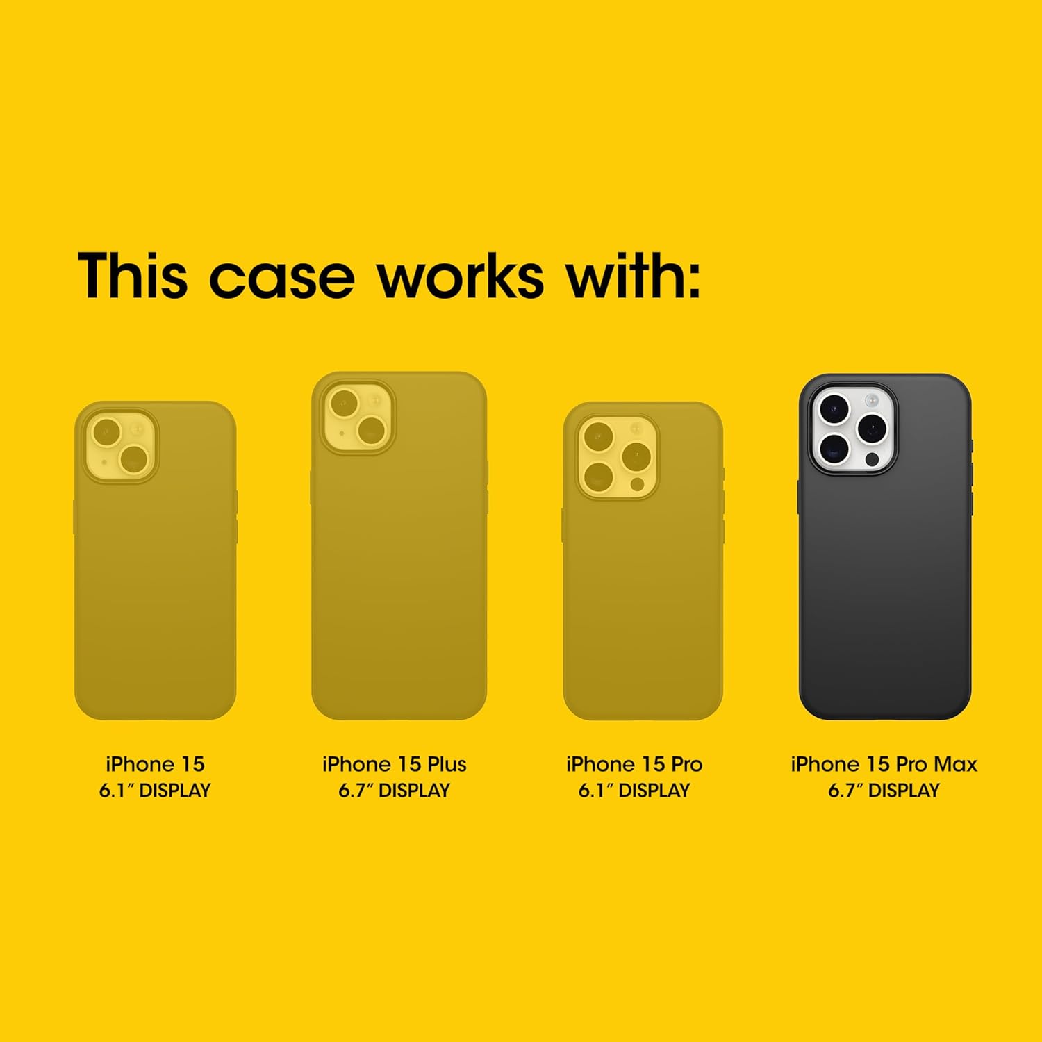 This case works with:

- iPhone 15 6.1" DISPLAY
- iPhone 15 Plus 6.7" DISPLAY
- iPhone 15 Pro 6.1" DISPLAY
- iPhone 15 Pro Max 6.7" DISPLAY