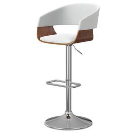 Simpli Home - Lowell Mid Century Modern 33 inch Adjustable Swivel Bar Stool Faux Leather - White