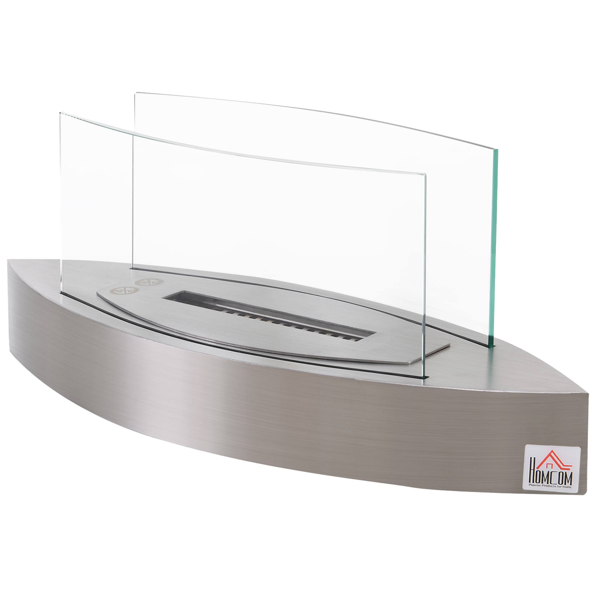 Front. TinyHomie - 23.5inch Tabletop Ethanol Fireplace Stainless Steel 0.15 Gallon Silver.