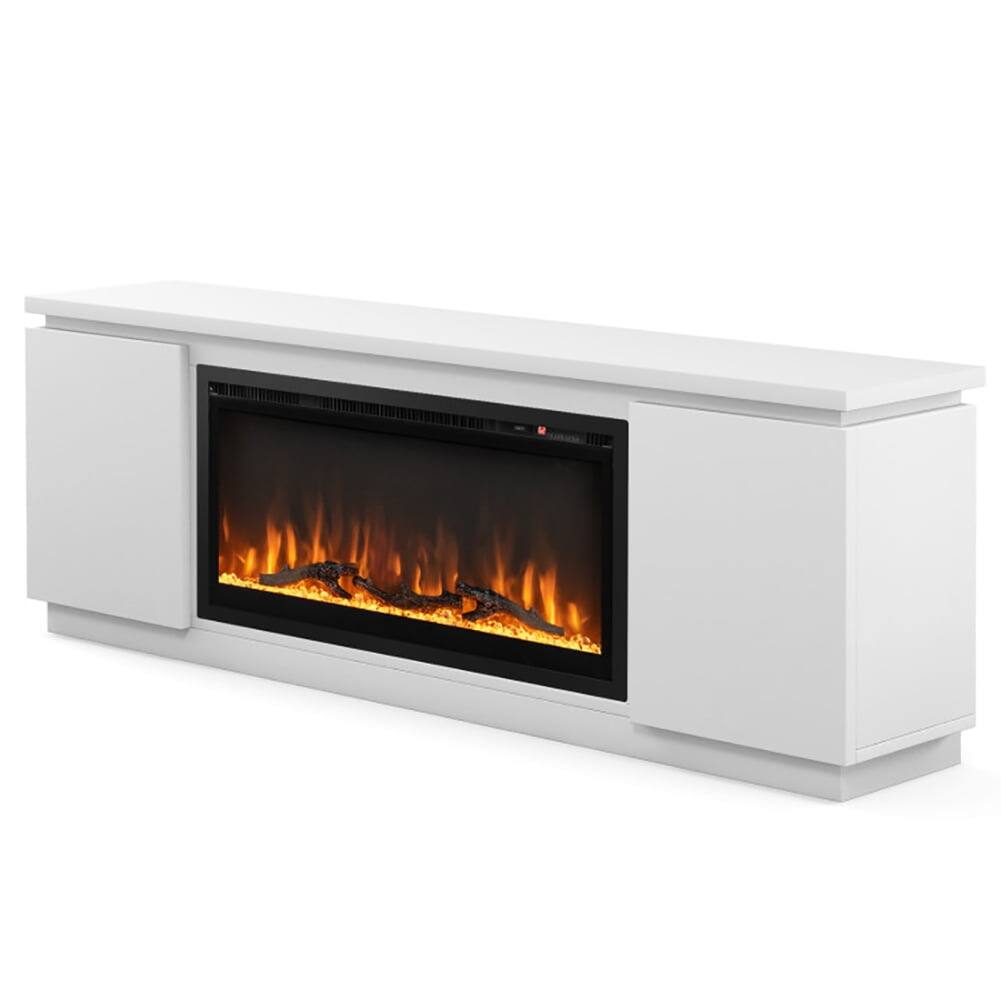 Alt View 2. Pefilos - Fireplace TV Stand for TVs up to 80 Inch with 3 Adjustable Shelves, Entertainment Center, White TV Cabinet - White.