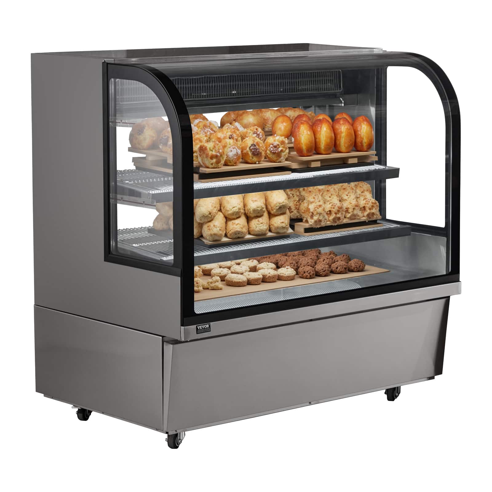 VEVOR - Refrigerated Display Case, 18 Cu.Ft./505L Large Pastry Display Case, 2-Tier Commercial Display Refrigerator - Silver