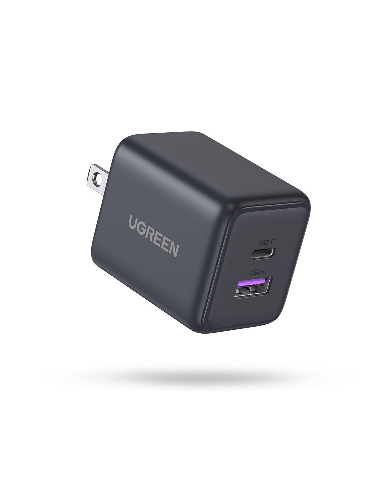 UGREEN - 30W USB-C Wall Charger Block (2 Ports, GaN Chip) - Black