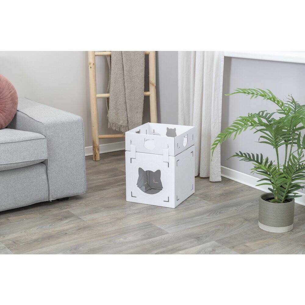 Alt View 3. TRIXIE - Casa Cara Indoor Modular Cardboard Cat Condo, Cat Play Tower - White.