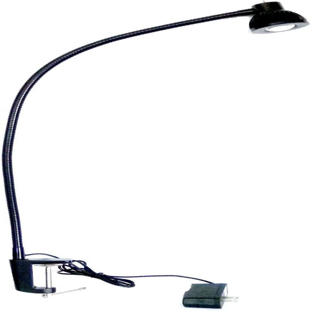 Left. Schertz - 30" Long Swing Arm Desk Lamp with Clamp, Adjustable Metal Architect LED Task Light, Folding Twin-Arm Clip-On Table Lamp, - Black.
