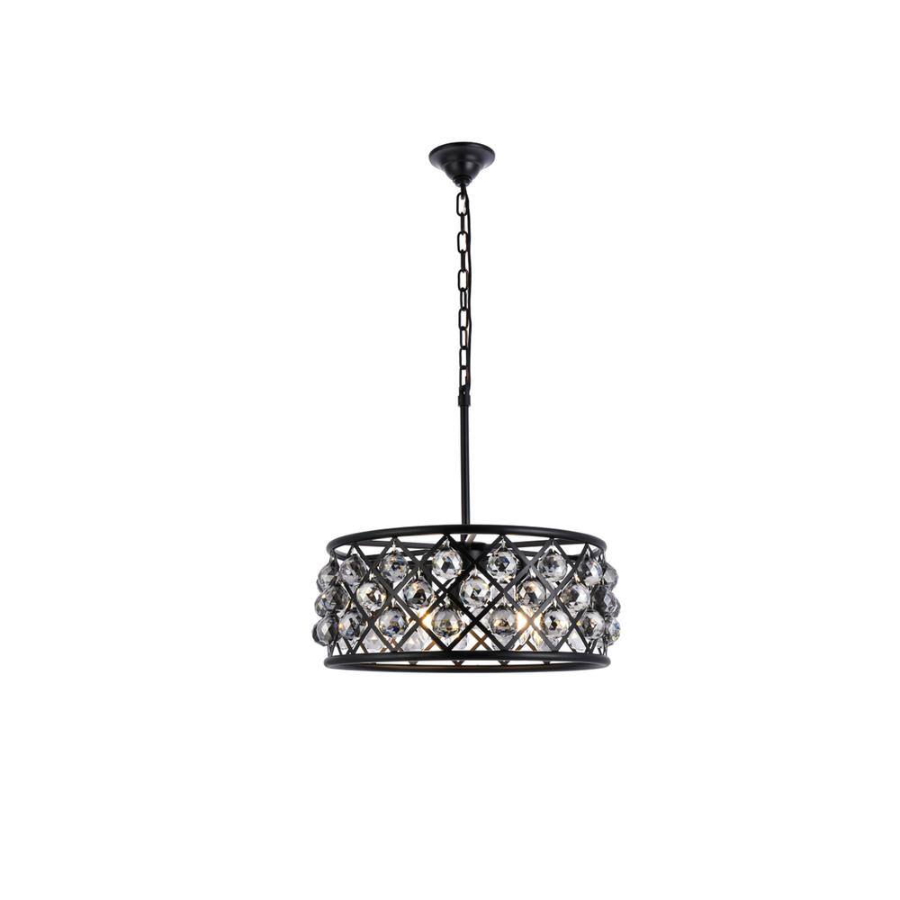Alt View 4. Urban Classic - Madison 5 light Matte Black Chandelier Silver Shade (Grey) Royal Cut Crystal - Matte Black.