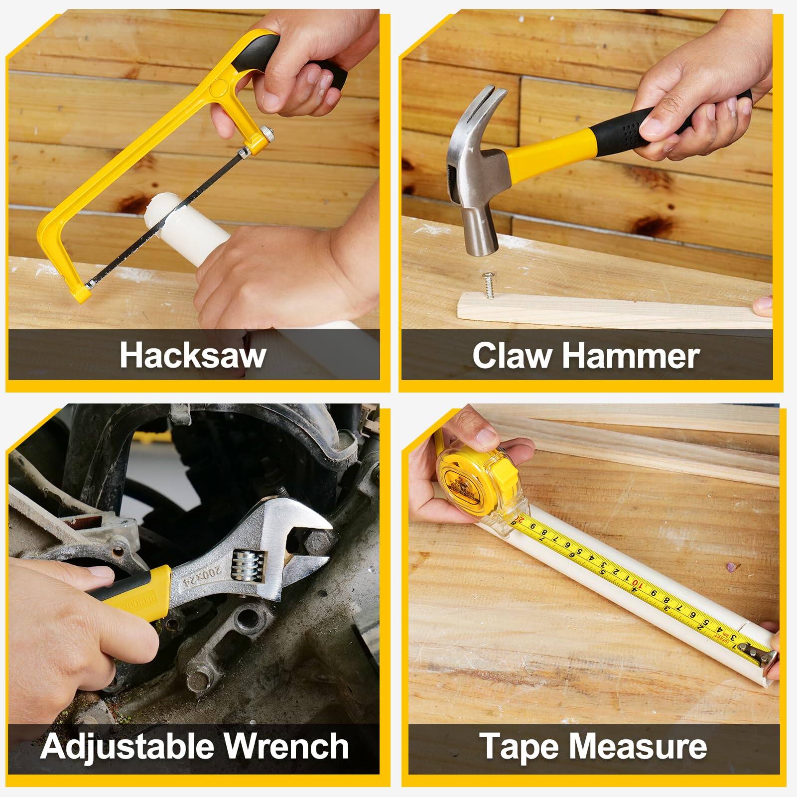 Hacksaw  
Claw Hammer  
Adjustable Wrench  
Tape Measure