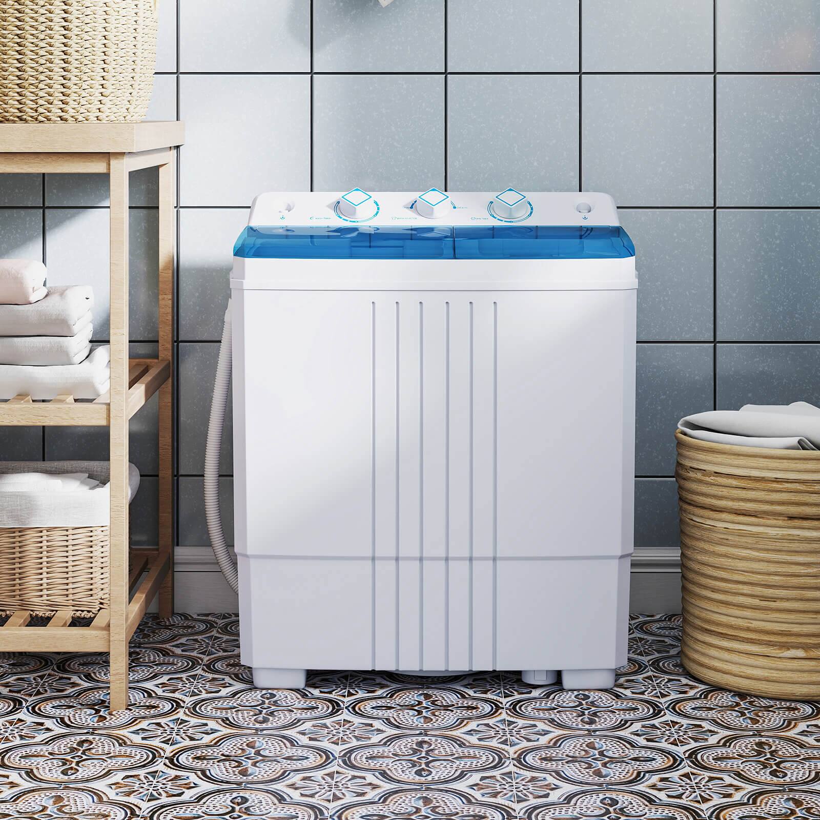 Alt View 3. Costway - Costway Compact Mini Portable Twin Tub Washing Machine 20 Lbs Washer Spinner - Blue,White.