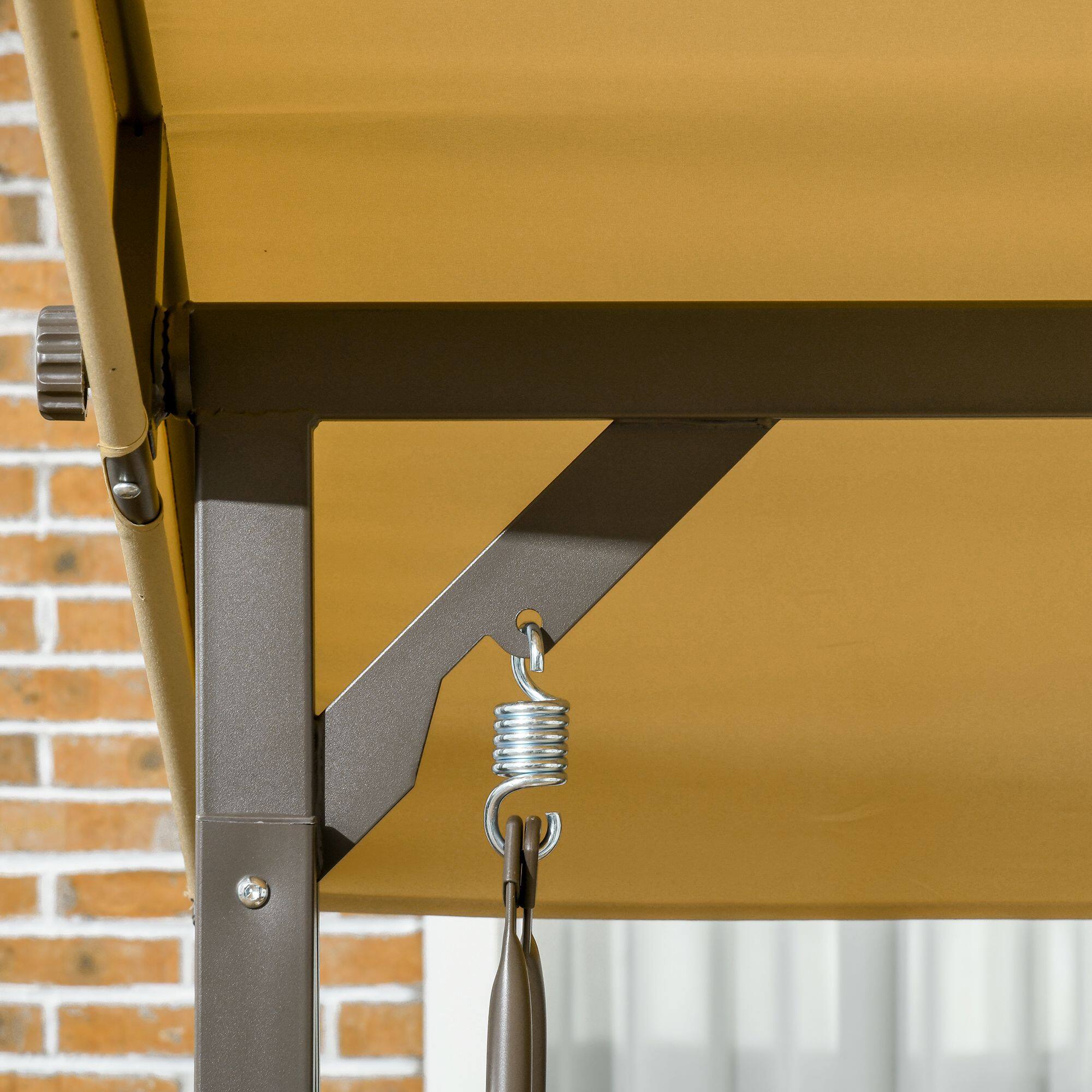 Alt View 8. Outsunny - 3-Seat Patio Swing Chair, Porch Swing Glider with Cushion, 3 Throw Pillows & Adjustable Canopy for Porch - Khaki.