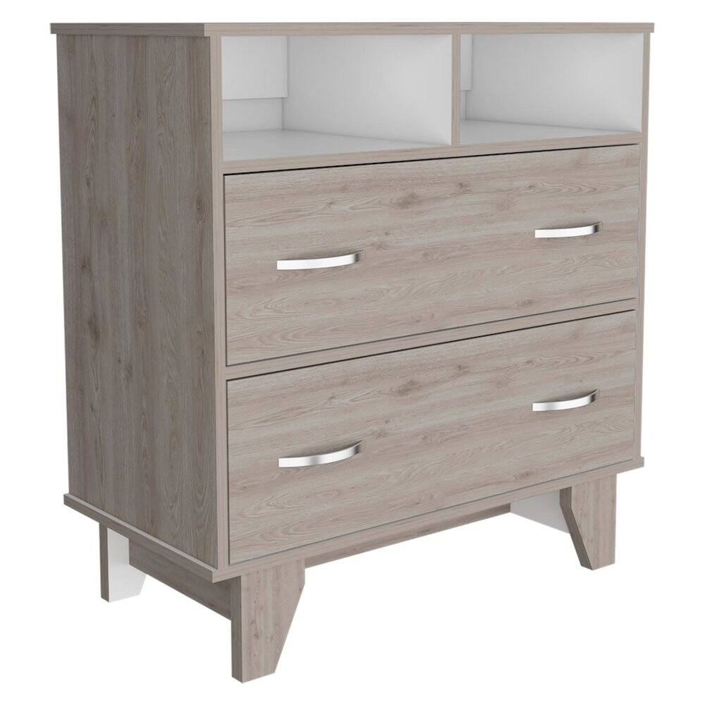 TuHome - Portnova Dresser Light Gray / White MDF - Black