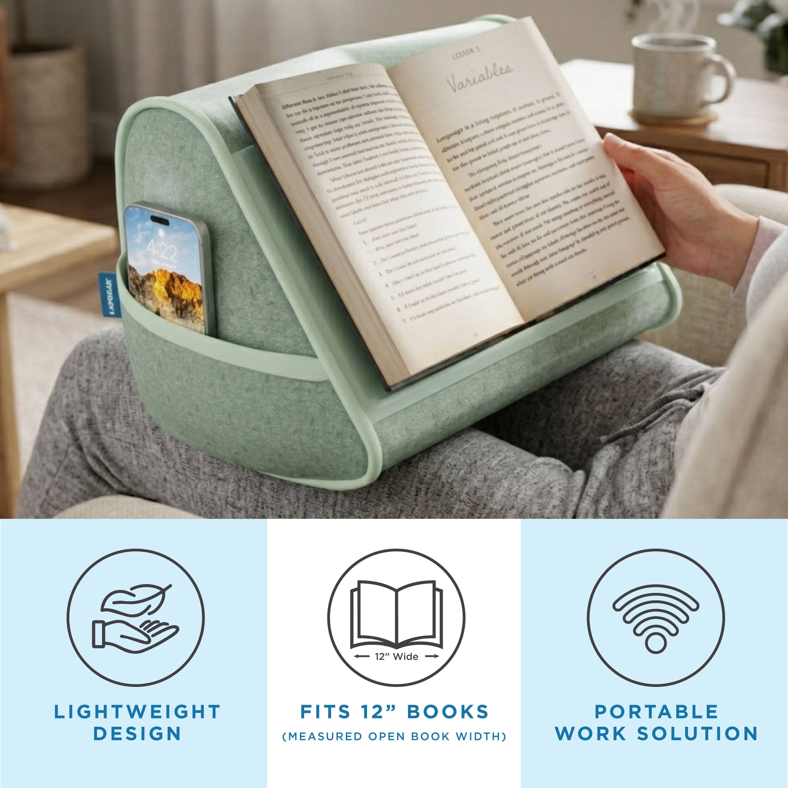- I - 3 - a E - LESNEN Variables Sering - Lagunago - mlte - nos - LAPOGAR 4:22 a 1 - 12" Wide LIGHTWEIGHT FITS 12" BOOKS DESIGN (MEASURED OPEN BOOK WIDTH) PORTABLE WORK SOLUTION