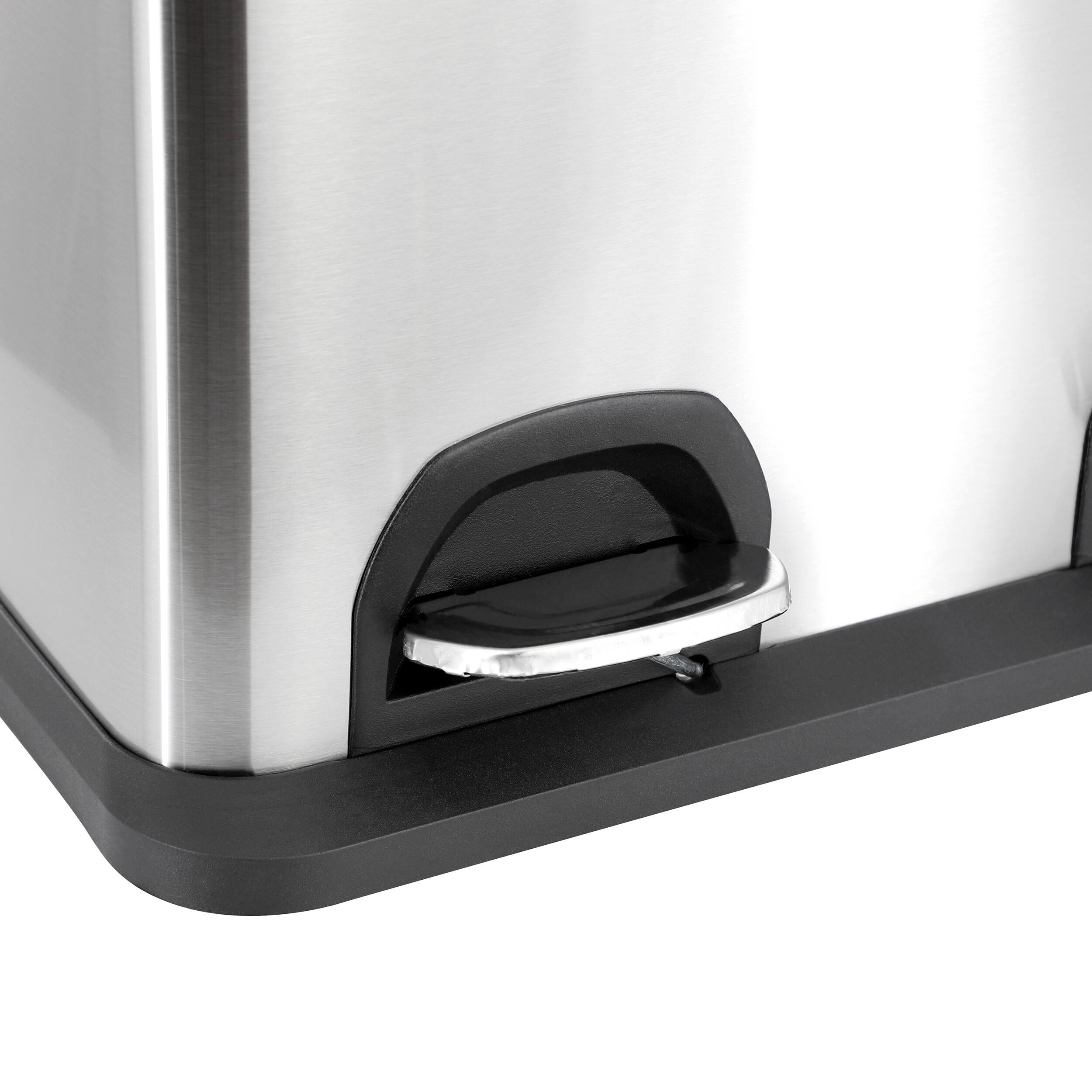 Alt View 1. Elama - Elama 2 Section 15 Liter/ 4 Gallon Each Section Trash and Recycling Step Bin in Matte Silver - Silver.