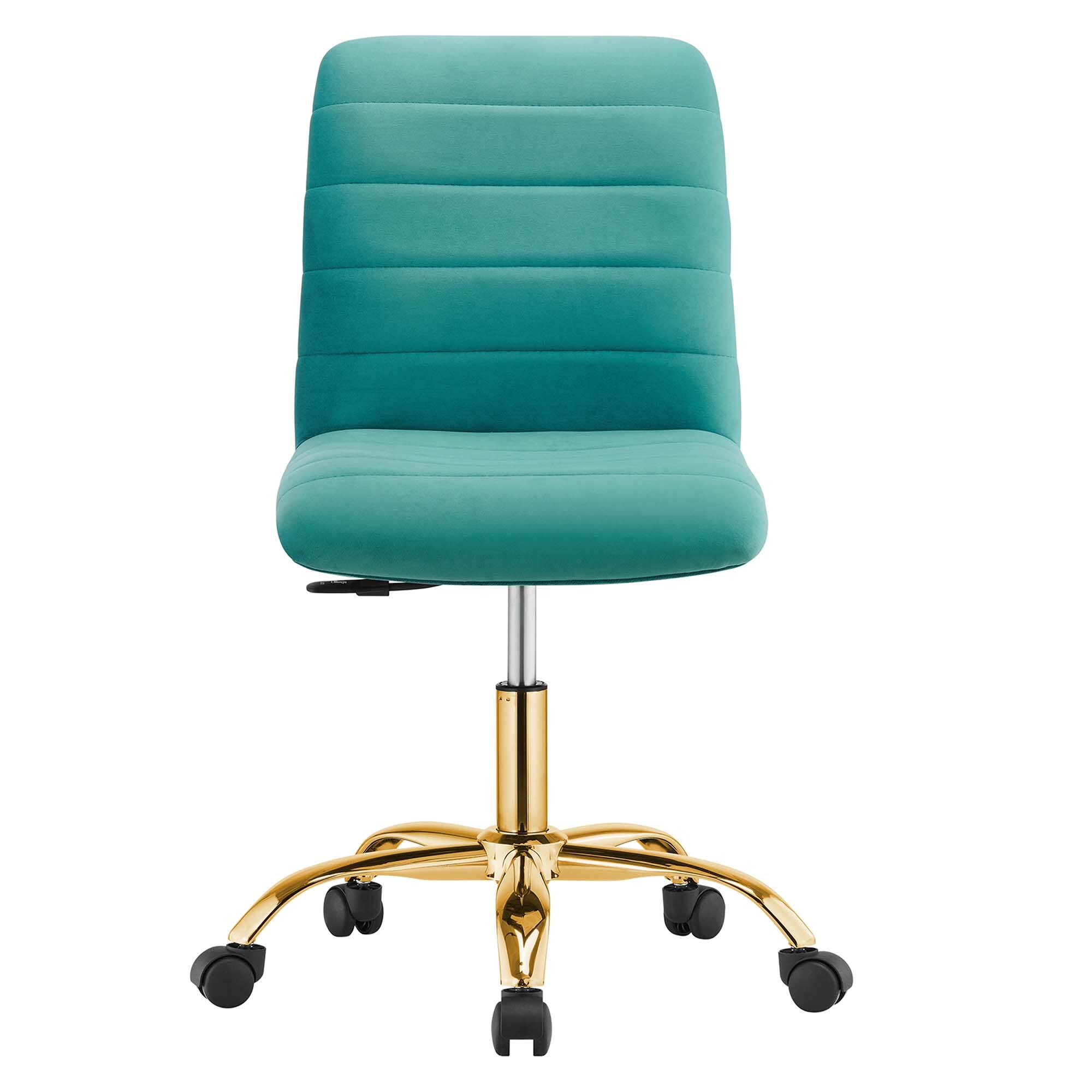 Alt View 1. Modway - Ripple Armless Performance Velvet Office Chair by Modway - Blue.