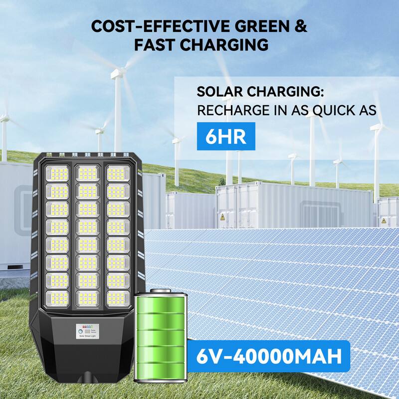 COST-EFFECTIVE GREEN & FAST CHARGING  
SOLAR CHARGING: RECHARGE IN AS QUICK AS 6HR  
6V-40000MAH