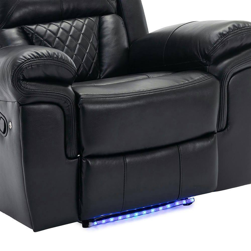 Alt View 7. Kadyn - Manual Home Theater Recliner Chair with LED Light Strip for Living Room Bedroom - Black.