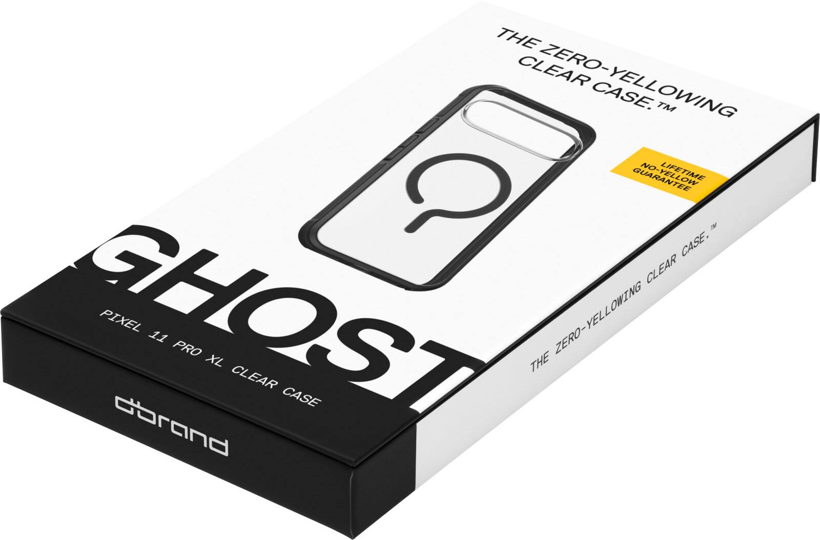 THE ZERO-YELLOWING CLEAR CASE. TM  
LIFETIME GUARANTEE  
GHOST PIXEL 11 PRO XL B  
CLEAR CASE  
dbrand