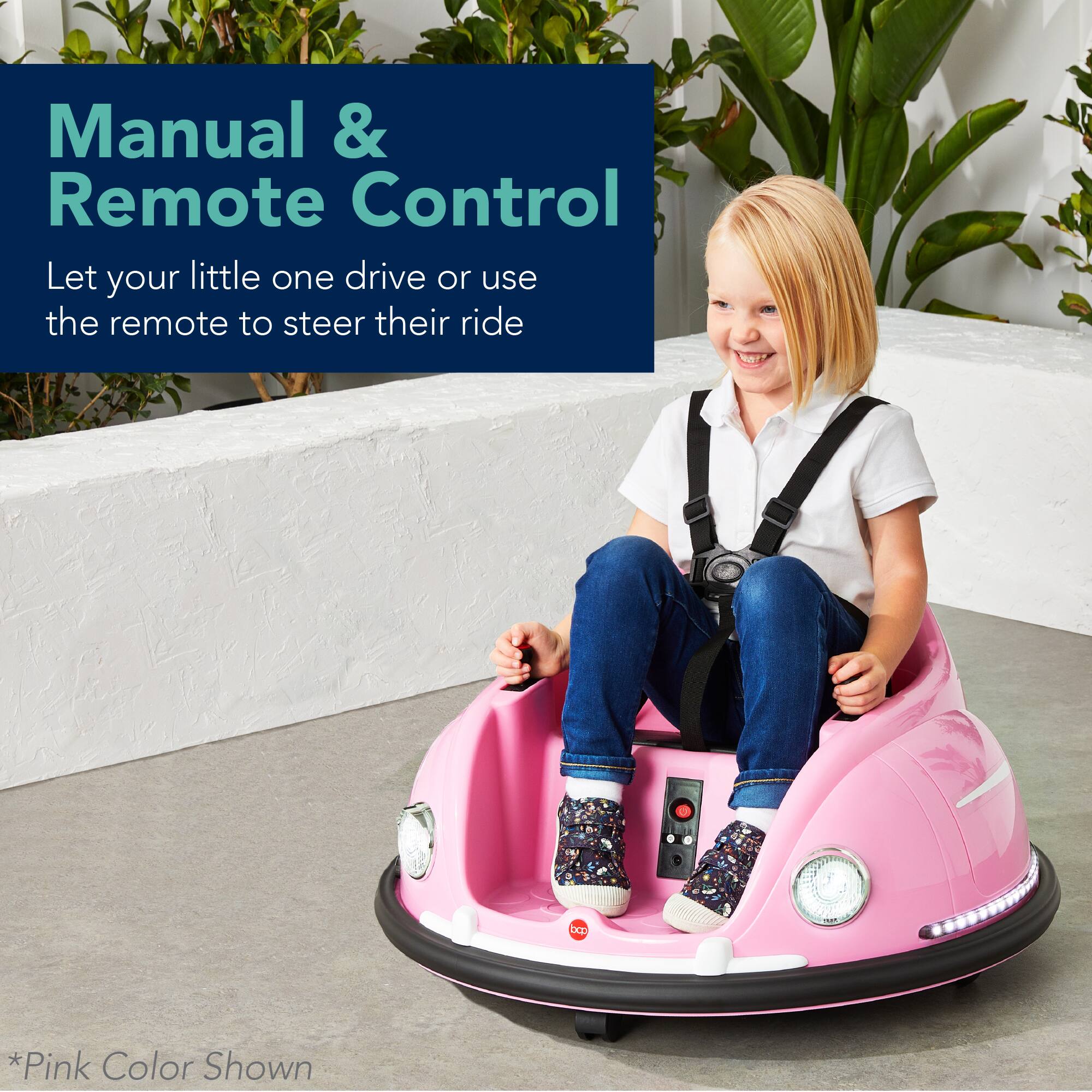 Manual & Remote Control  
Let your little one drive or use the remote to steer their ride  

*Pink Color Shown