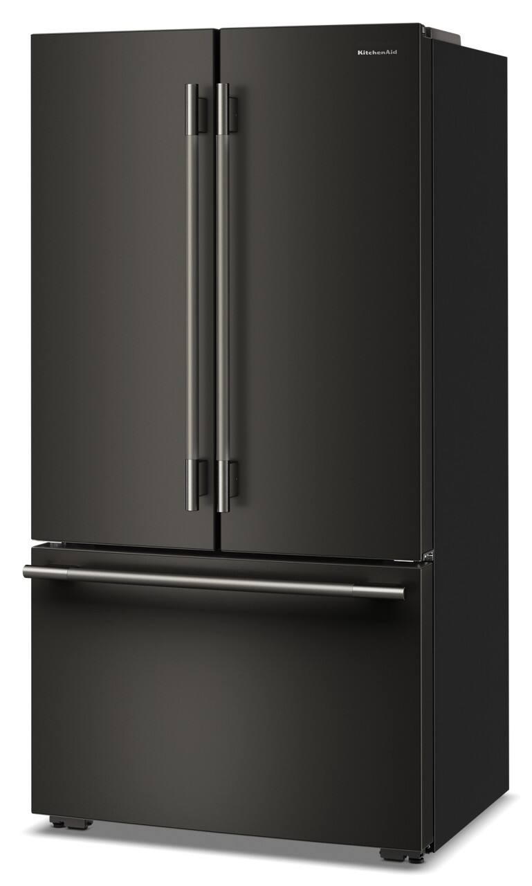Left. KitchenAid - 24 Cu. Ft. French Door Counter-Depth Refrigerator  with Internal Water Dispenser - Black Ore.
