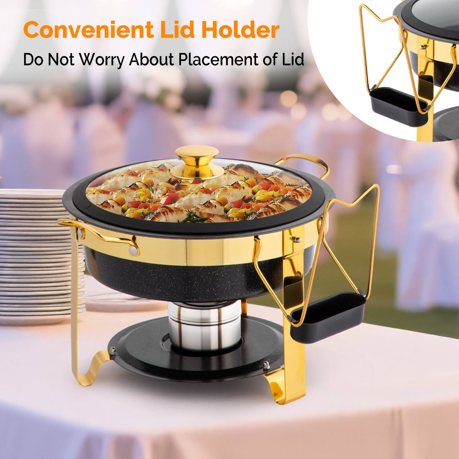Convenient Lid Holder  
Do Not Worry About Placement of Lid