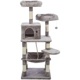 TRIXIE - Eduardo Plush & Sisal 4-Level 57.1" Cat Tree with Scratching Posts & Condo - Gray